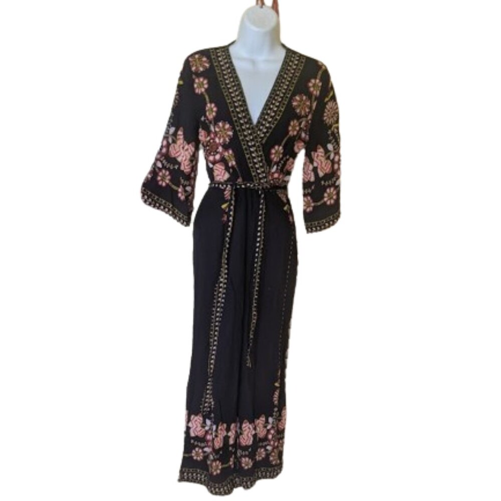 S130 Indian Style Foral Jumpsuit Size Small